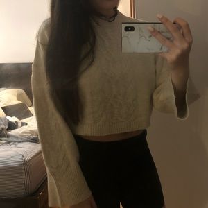 H&M cable knit design bell sleeve cropped sweater
